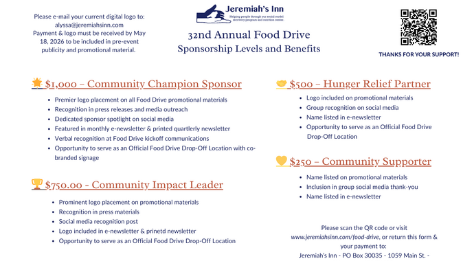 FOOD DRIVE SPONSORSHIP